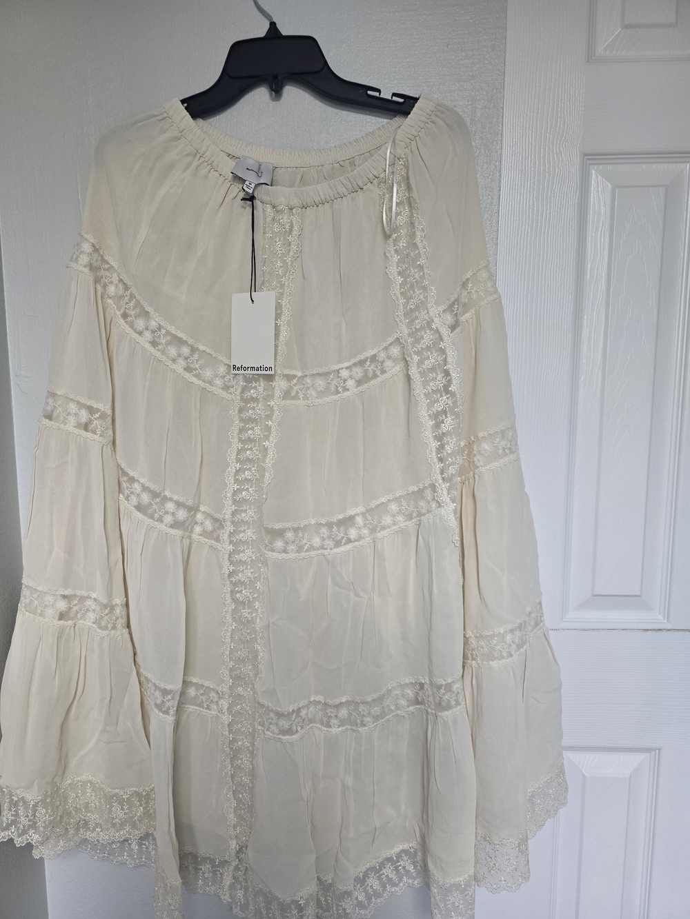 NWT Reformation Maevie Lace Inset Tiered Skirt Size 10 - Picture 2 of 7
